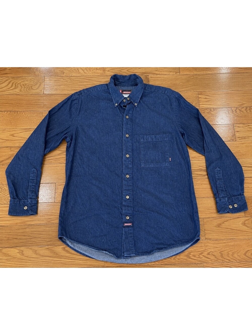 Dickies Men’s Medium Denim Work Shirt Blue Long Sleeve Button Front
